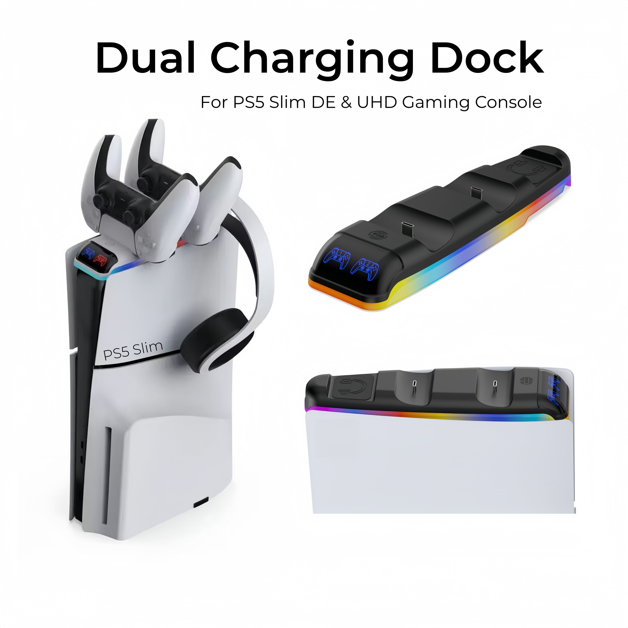 Controller Charging Stand - PS5 DualSense 무선 컨트롤러용 RGB 라이트